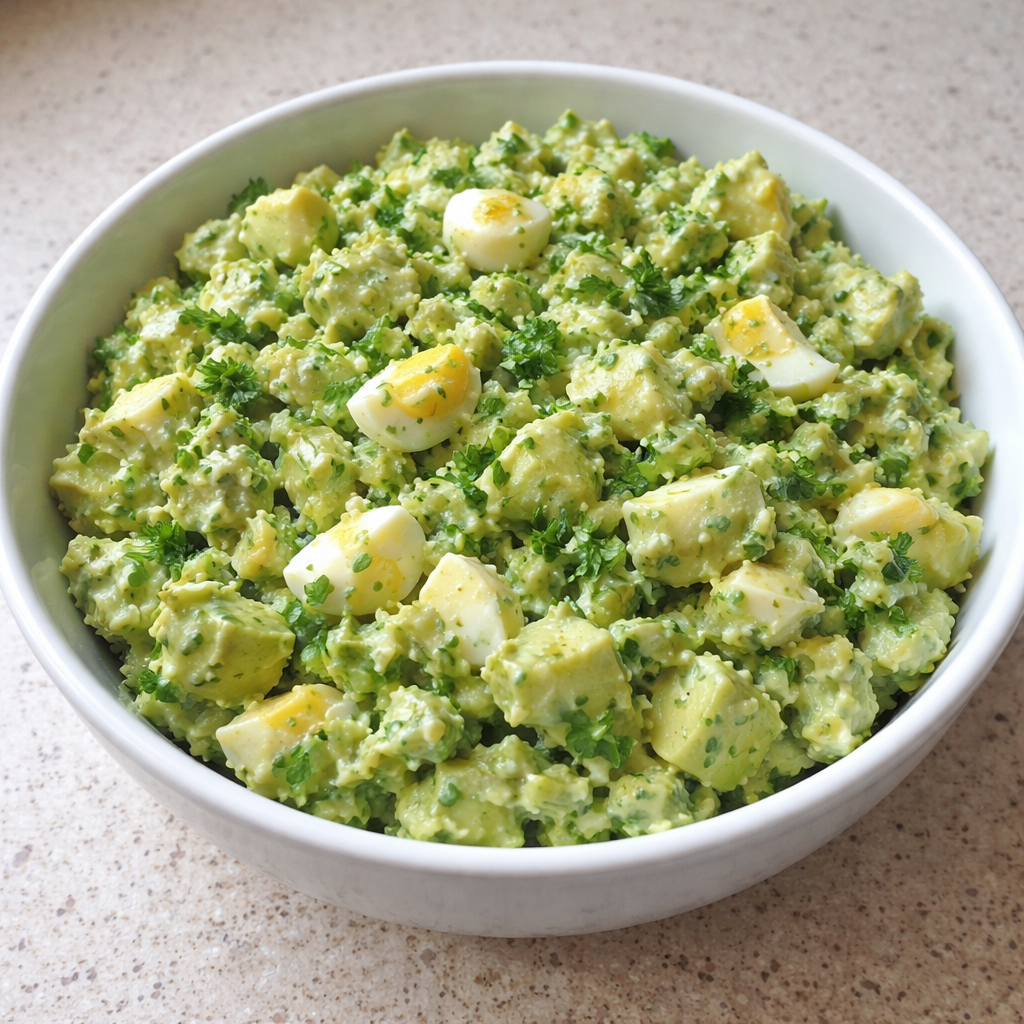 1735855495790-1eofsk8z Mediterranean avocado egg salad garnished with herbs and served in a bowl