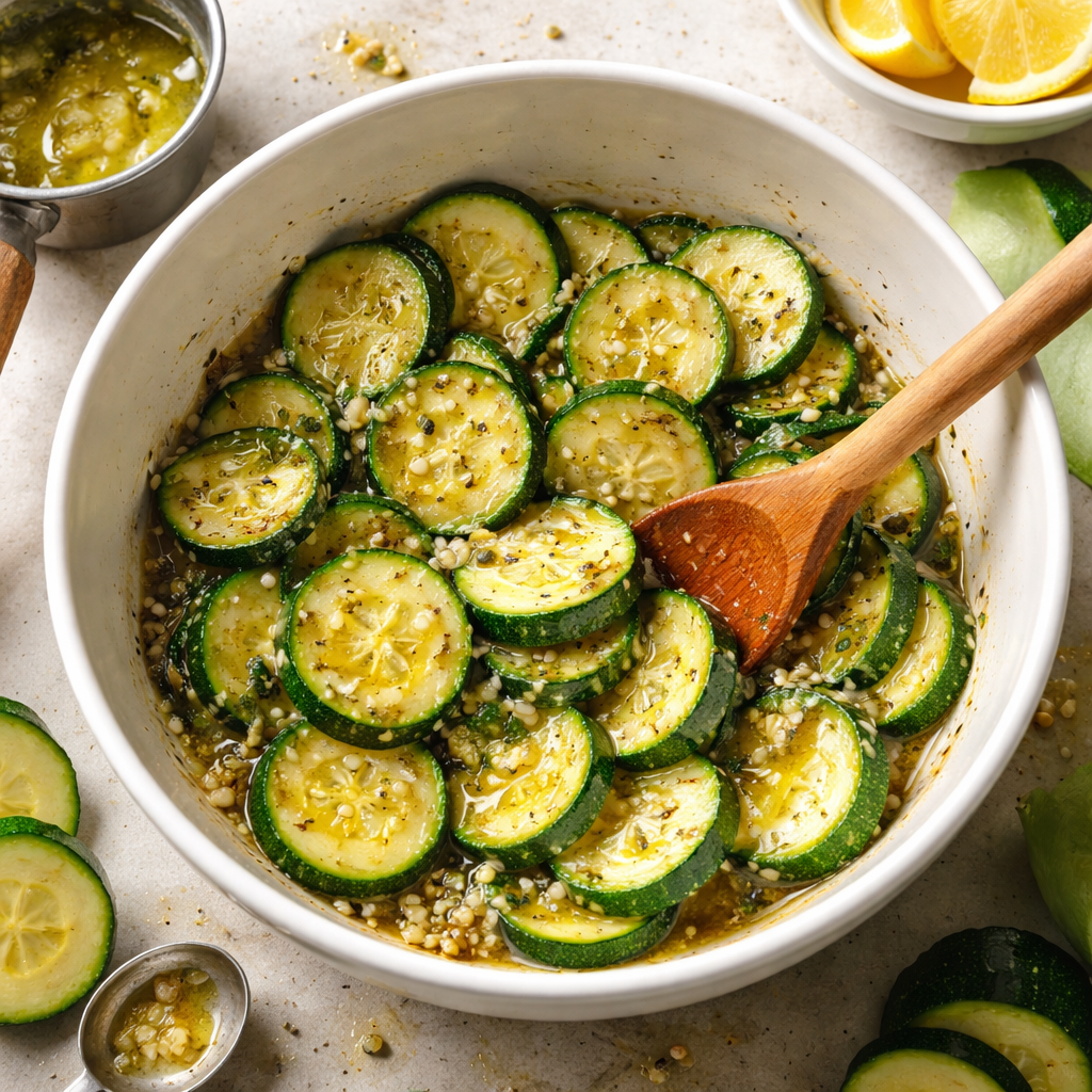 Grilled garlic butter zucchini skewers on a plate