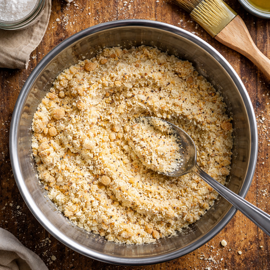 Baked Parmesan zucchini garnished with herbs on a plate