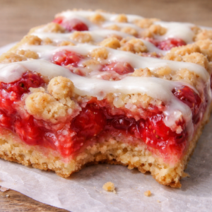 Delicious homemade Strawberry Shortcake Bars ready to serve.