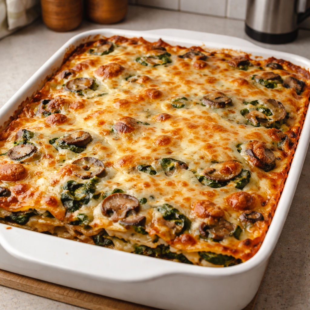 1735855500050-b33rq64b Delicious Mushroom Spinach Lasagna with layers of cheese and fresh vegetables