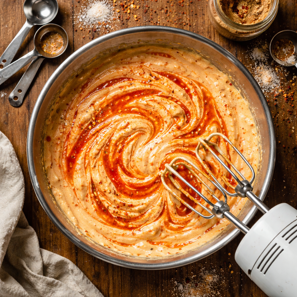 Delicious Bang Bang Chicken Bake served on a plate with garnishes.