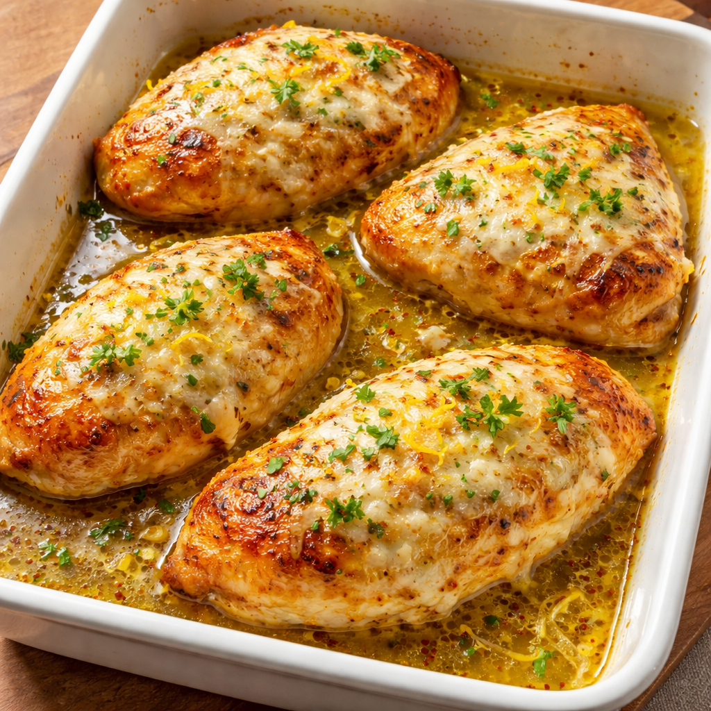 1735855495790-1eofsk8z Plate of Lemon Chicken Romano garnished with fresh herbs and lemon slices