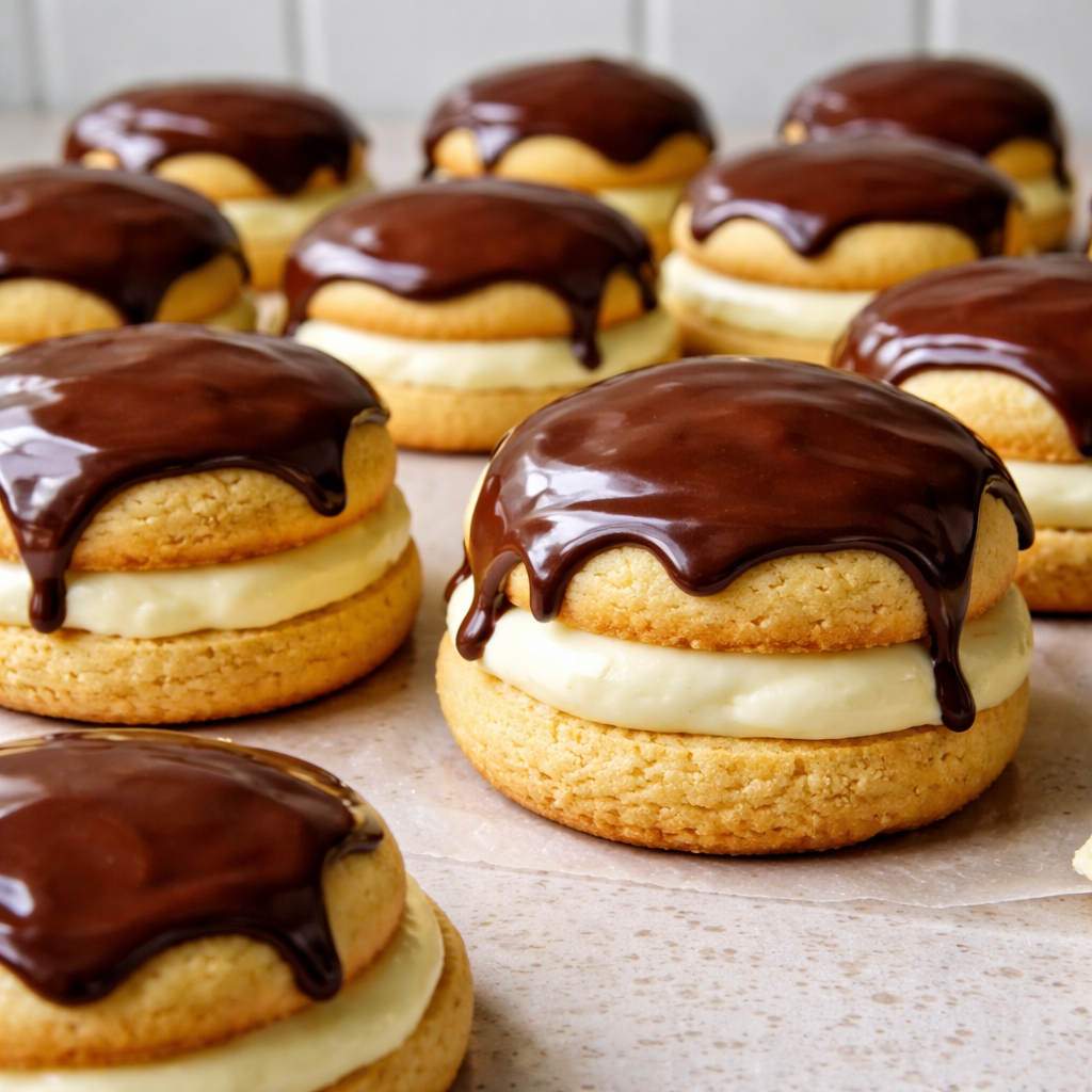 1735855495790-1eofsk8z Delicious Boston Cream Pie Cookies with chocolate glaze and creamy filling.
