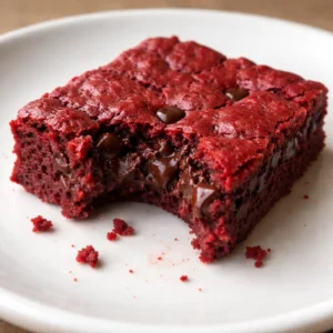 Delicious Red Velvet Brownies topped with cream cheese frosting