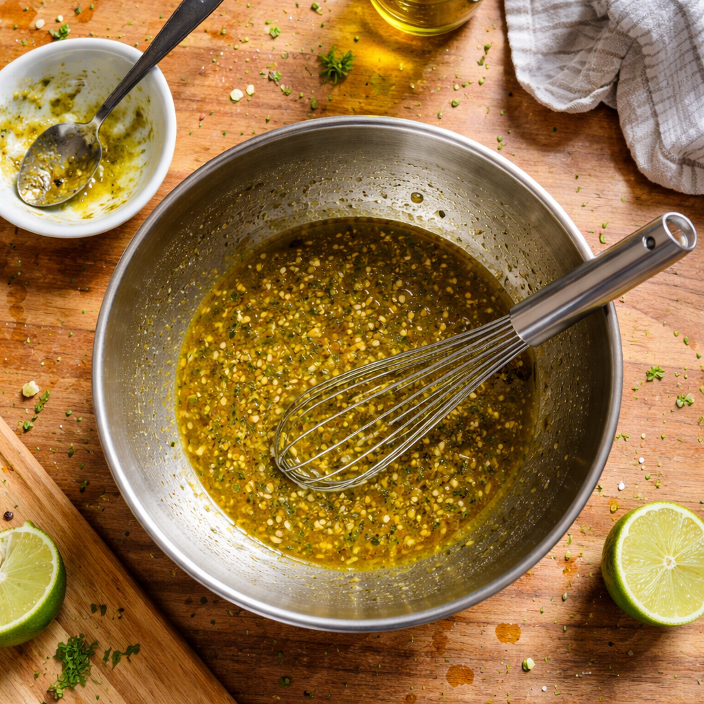 Delicious honey lime chicken served with avocado rice stack
