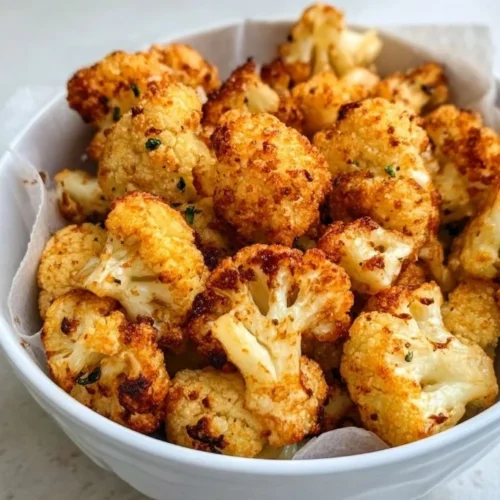 Crispy air fried cauliflower served in a bowl
