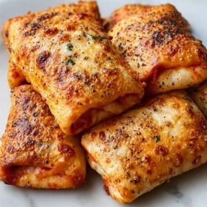 Crispy Air Fryer Pizza Rolls served on a plate