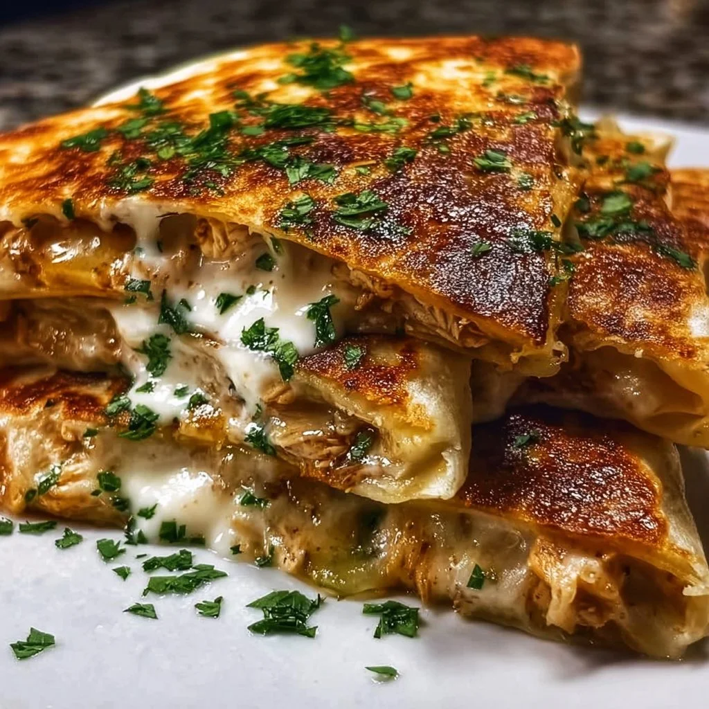 Cheesy Hot Honey Chicken Quesadillas with Spicy Jalapeño Cream Sauce
