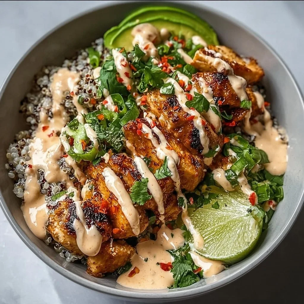 Chicken Quinoa Bowls with Coconut Lime Drizzle