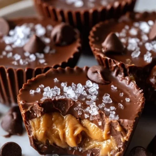 Homemade Chocolate Peanut Butter Cups with a rich chocolate exterior and creamy filling