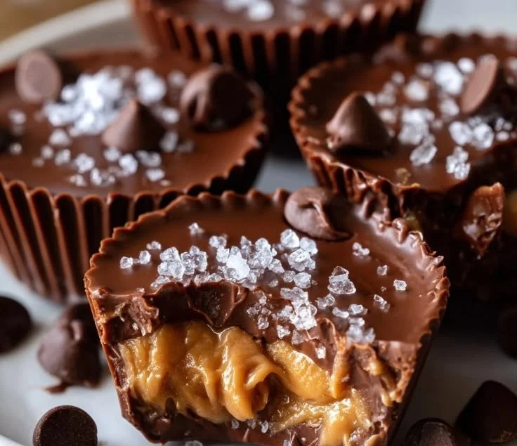 Homemade Chocolate Peanut Butter Cups with a rich chocolate exterior and creamy filling