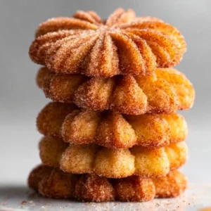 Freshly baked cinnamon sugar churro cookies on a plate