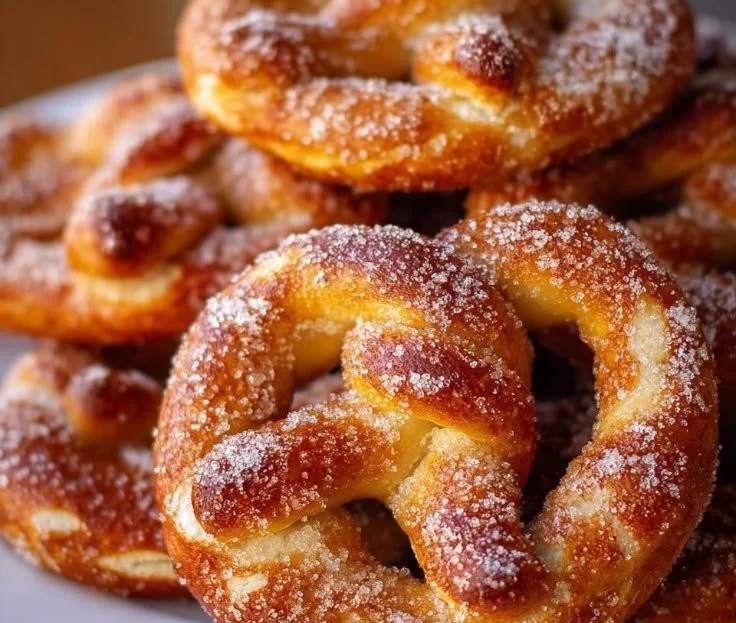1735855500050-b33rq64b Cinnamon sugar soft pretzels freshly baked and dusted with sweet cinnamon sugar.