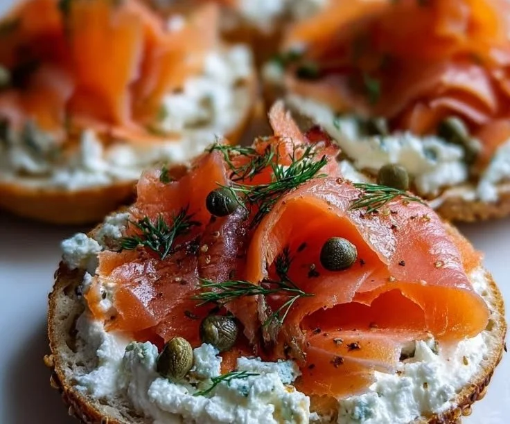 Cottage Cheese Bagels with Smoked Salmon