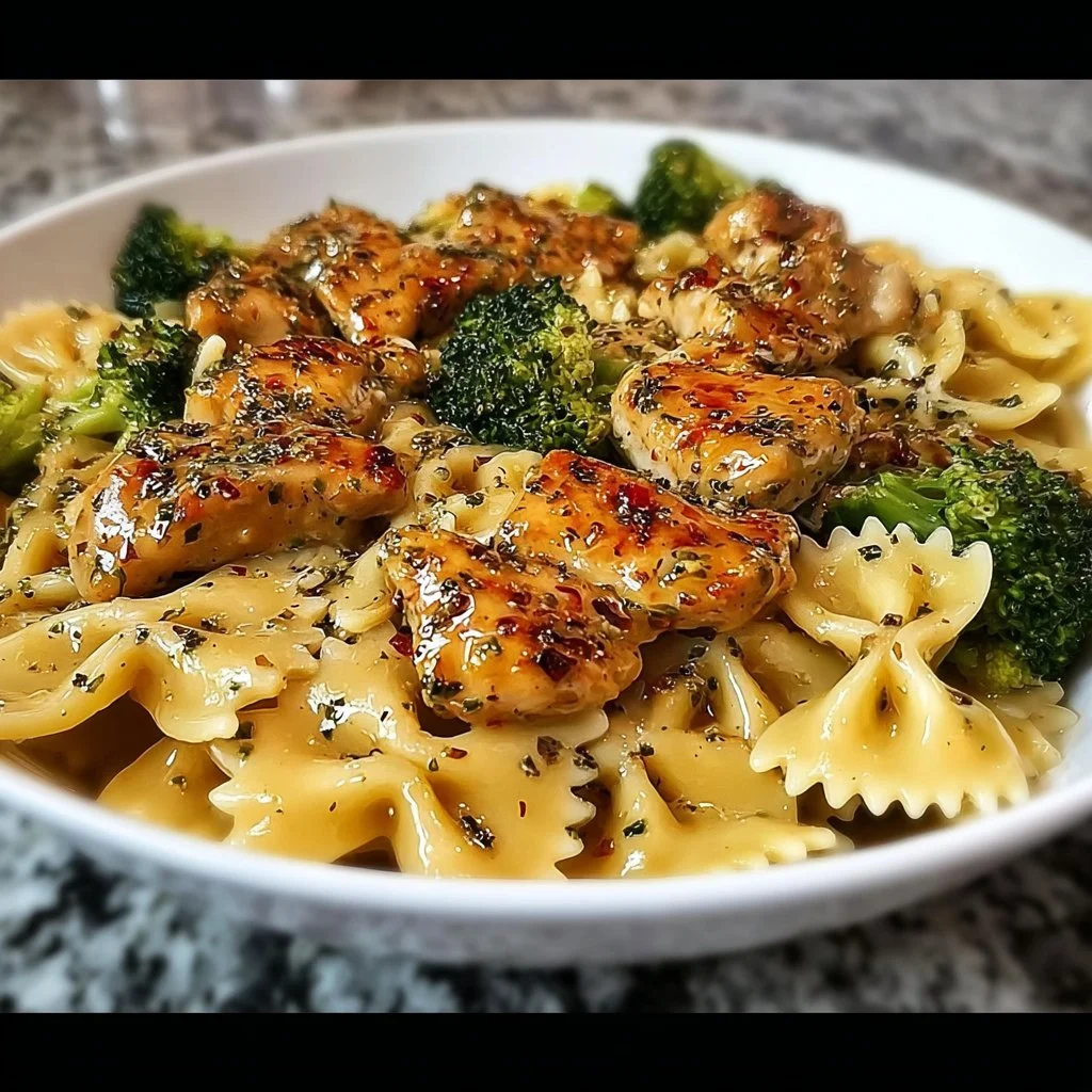 Cowboy Butter Lemon Bowtie Chicken with Broccoli