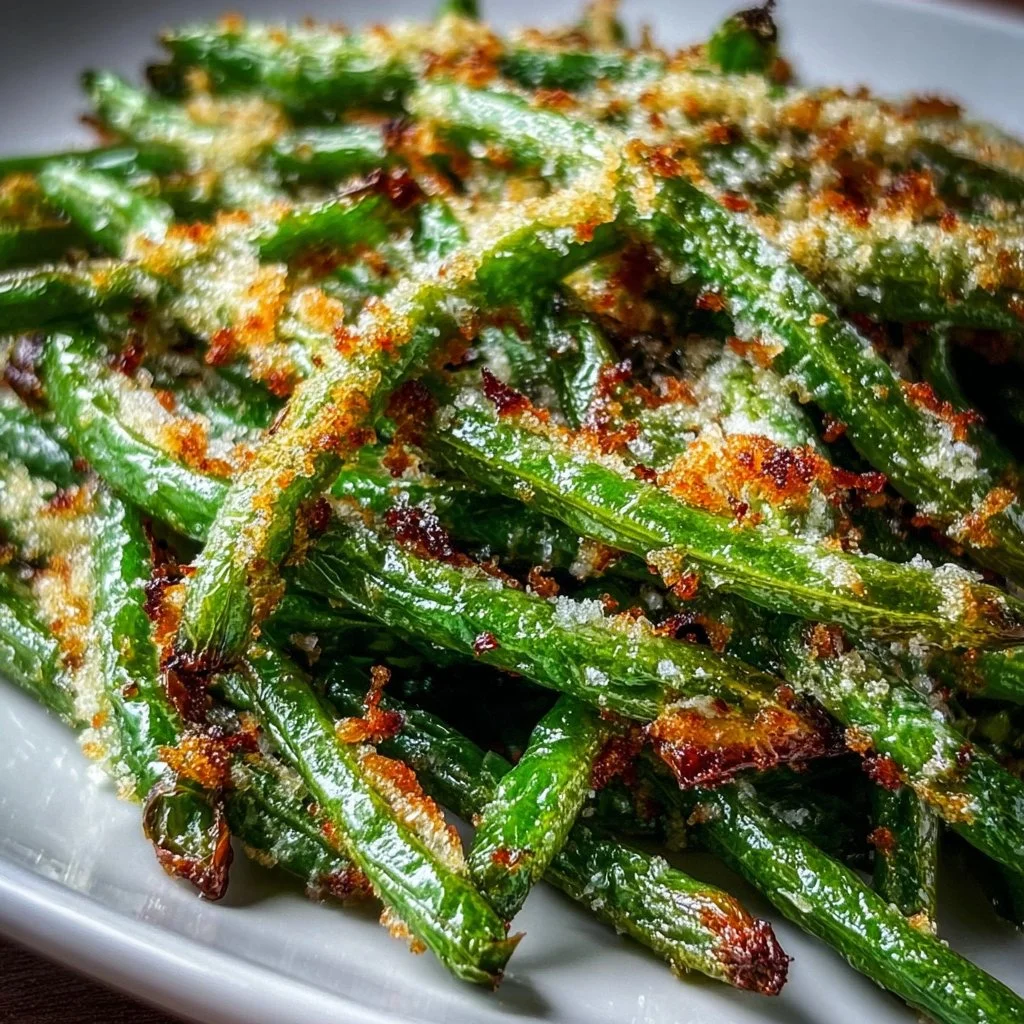 Crispy Garlic Parmesan Roasted Green Beans