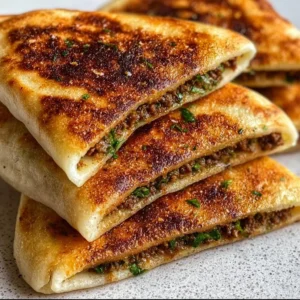Plate of crispy Lebanese Arayes served with dips and garnishes.