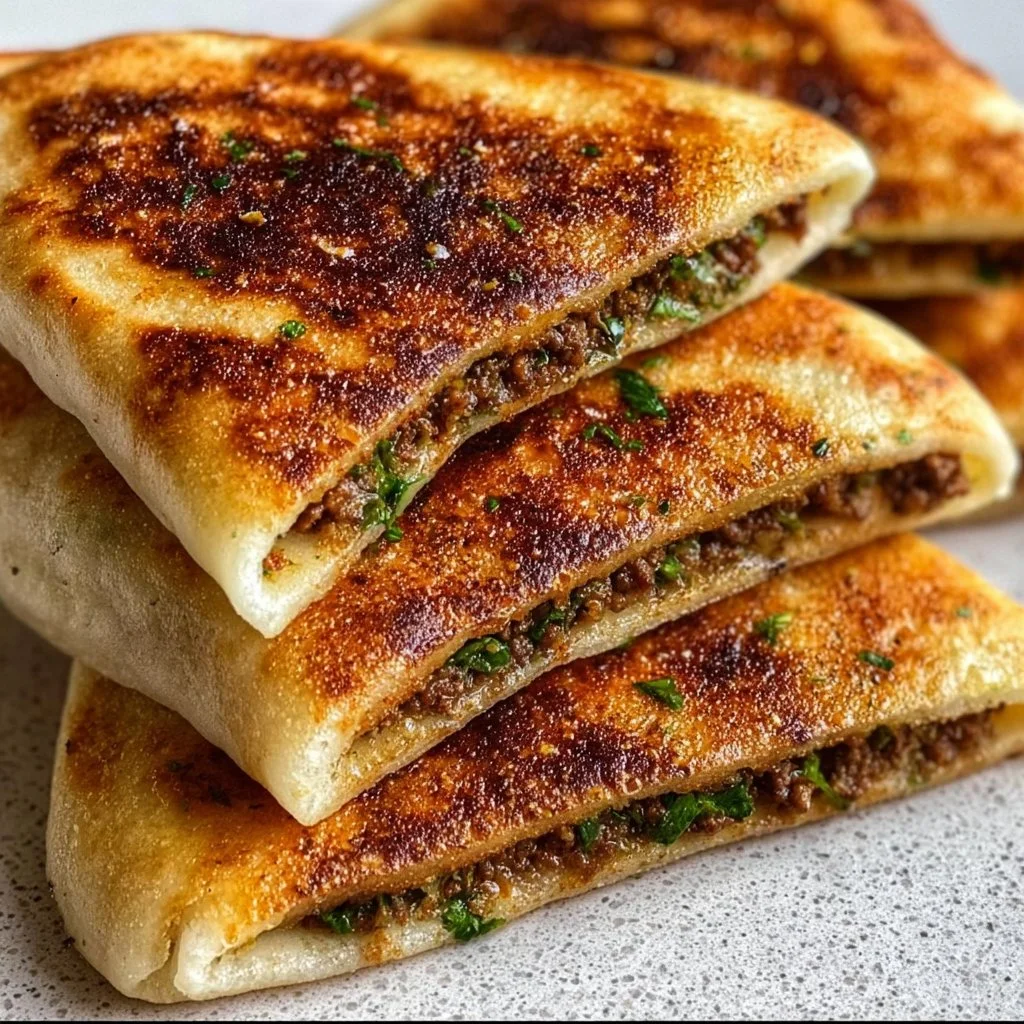 1735855500050-b33rq64b Plate of crispy Lebanese Arayes served with dips and garnishes.