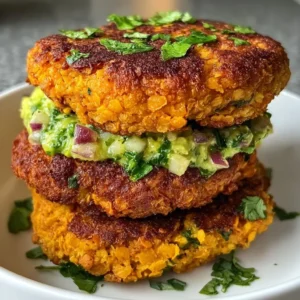 Gluten-free sweet potato and red lentil patties on a plate