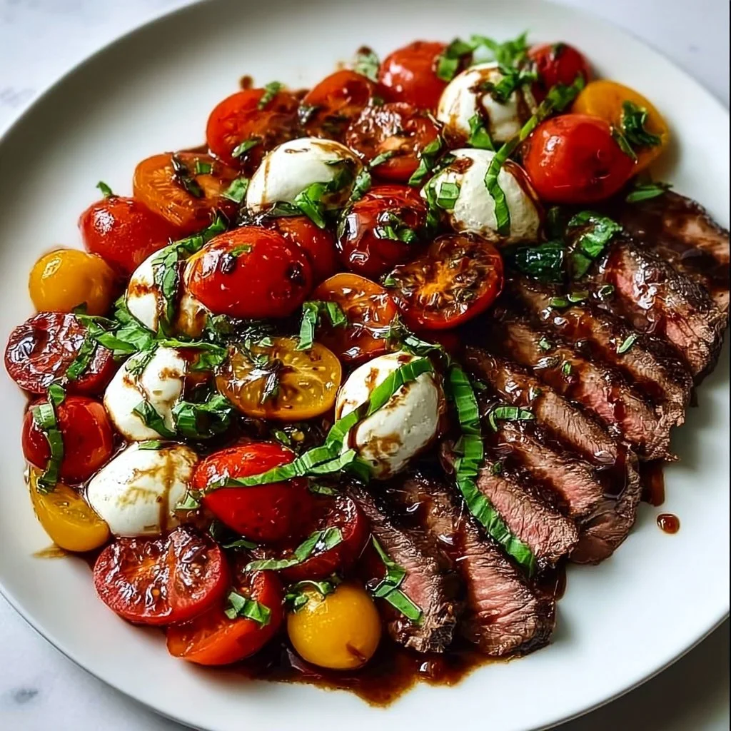 Grilled Flank Steak Caprese with Balsamic Dressing