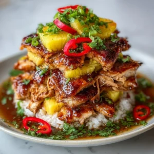 Hawaiian Turned Chicken Stack with vibrant ingredients and flavors