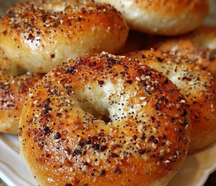 Homemade sourdough bagels fresh from the oven