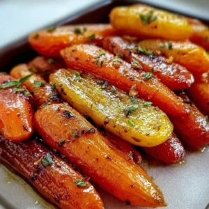 Delicious honey garlic roasted carrots on a plate