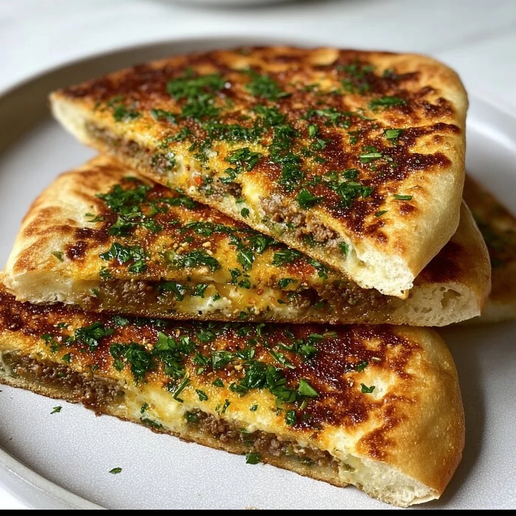 A platter of Lebanese Arayes, grilled pita pockets filled with spiced meat.