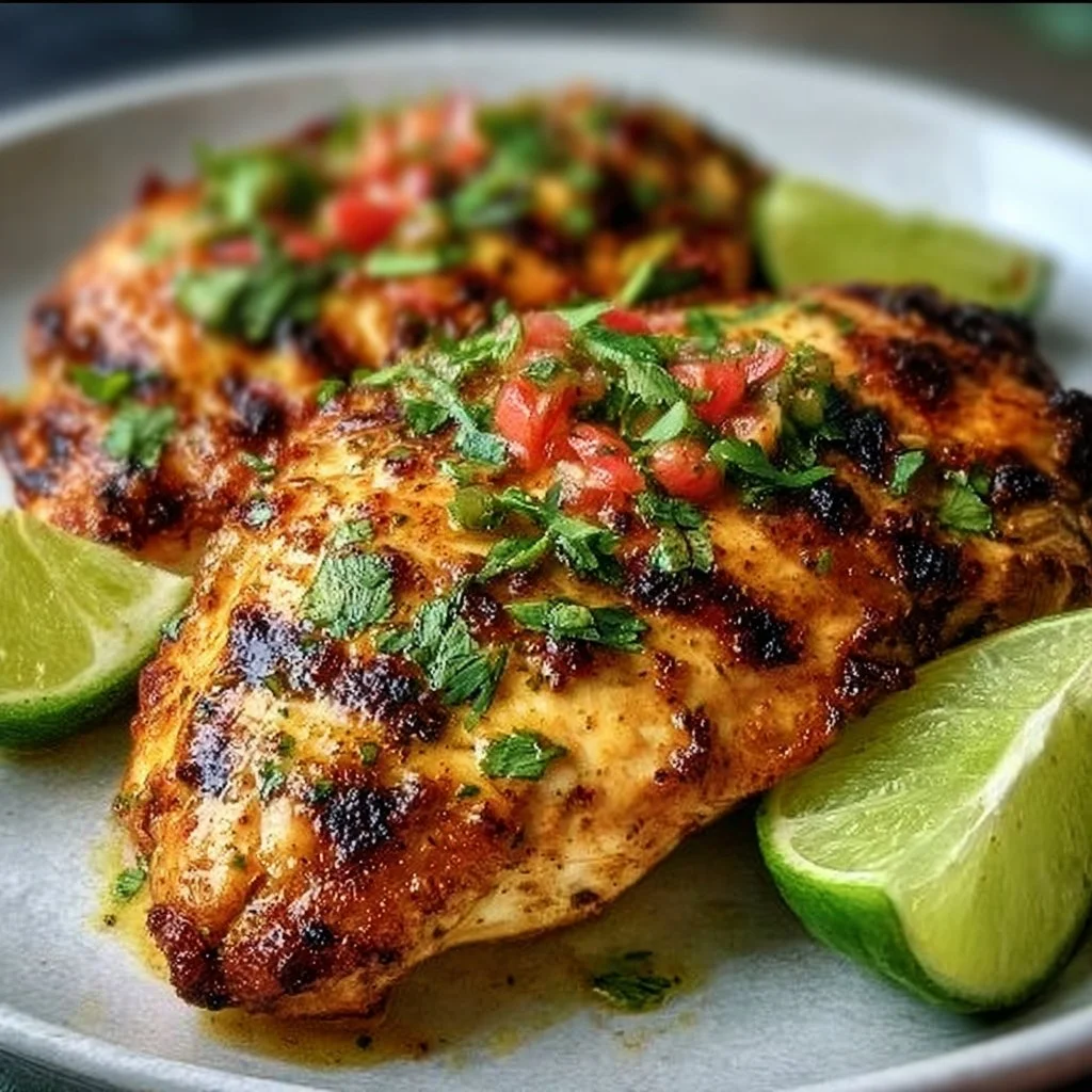 Zesty lime chicken dish served at a vibrant party setting