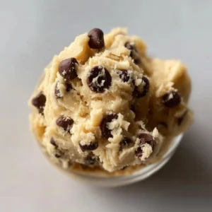 Delicious low carb Greek yogurt cookie dough in a bowl