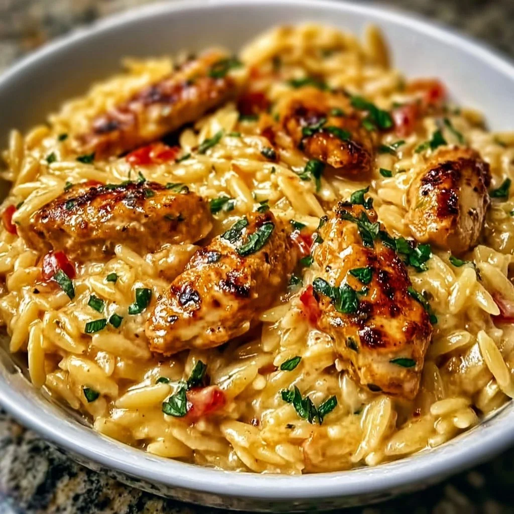 One-Pot Cajun Chicken Alfredo Orzo: Quick & Creamy Delight