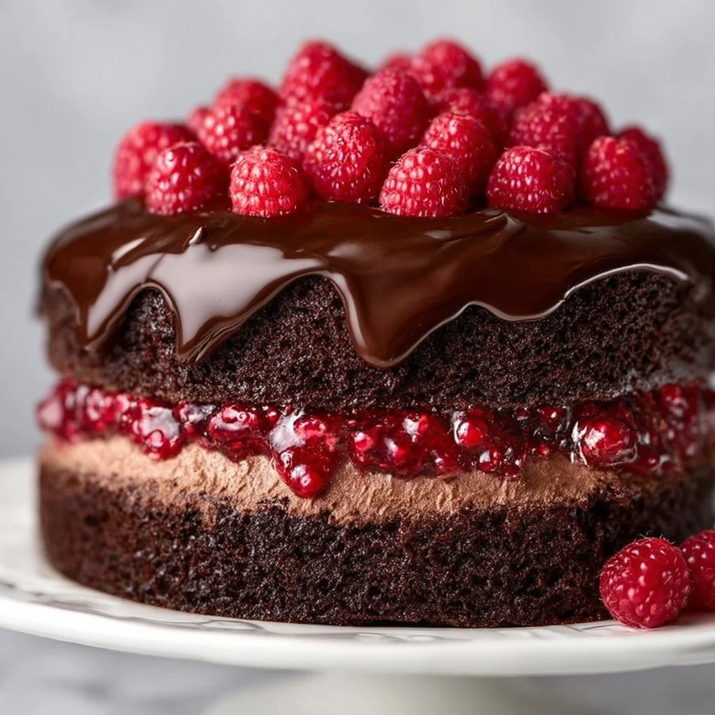 Perfect Chocolate Raspberry Truffle Cake