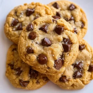 Soft and chewy olive oil chocolate chip cookies on a baking tray