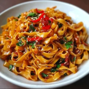 Delicious Spicy Garlic Chilli Noodles served in a bowl with fresh herbs