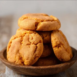 Sweet potato pie cookies on a rustic plate with festive decorations