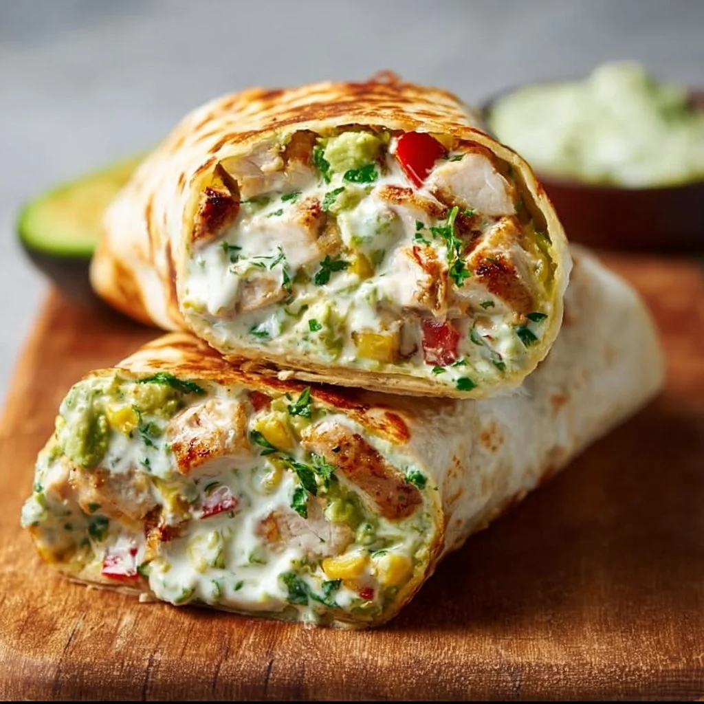 Chicken Avocado Ranch Burritos with fresh ingredients and flavorful sauce