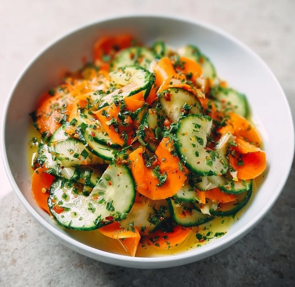 Fresh Cucumber Carrot Salad with vibrant vegetables and a light dressing