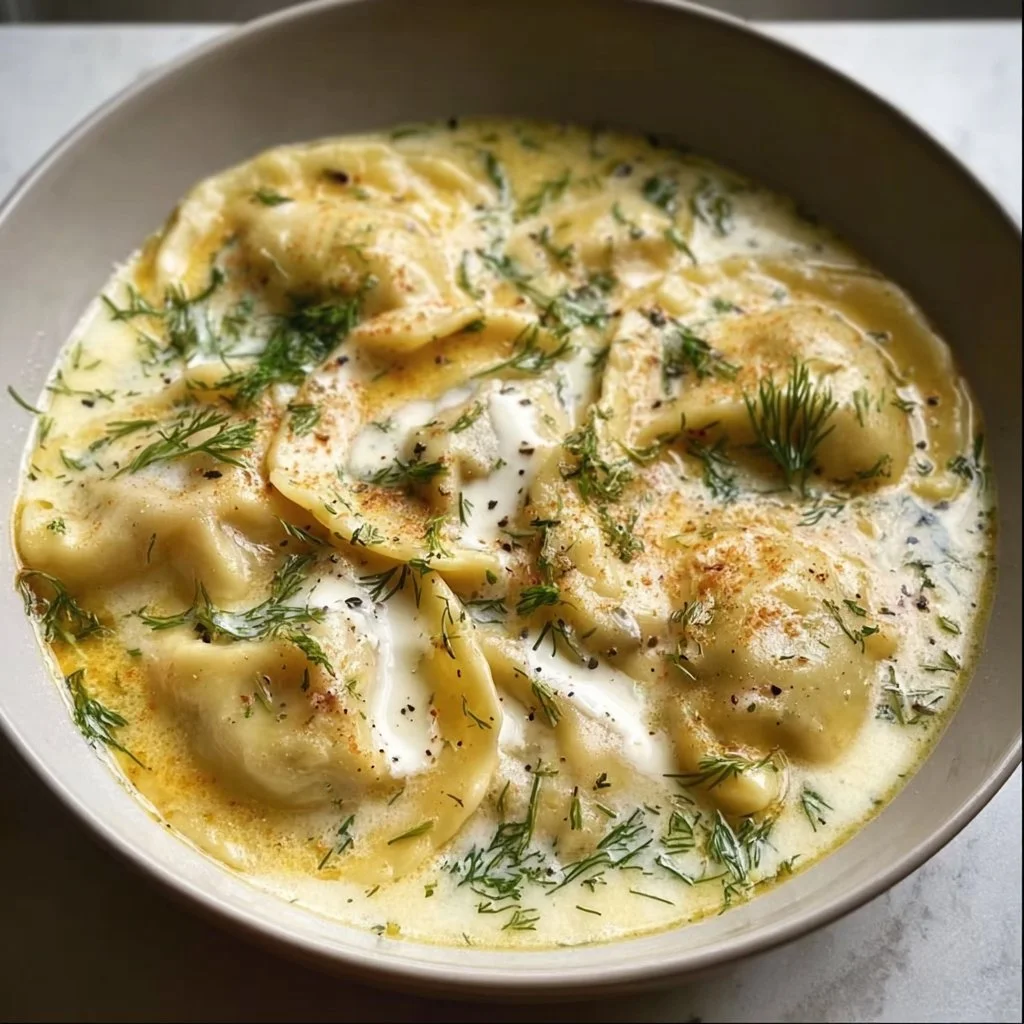 Dill Soup with Pierogi