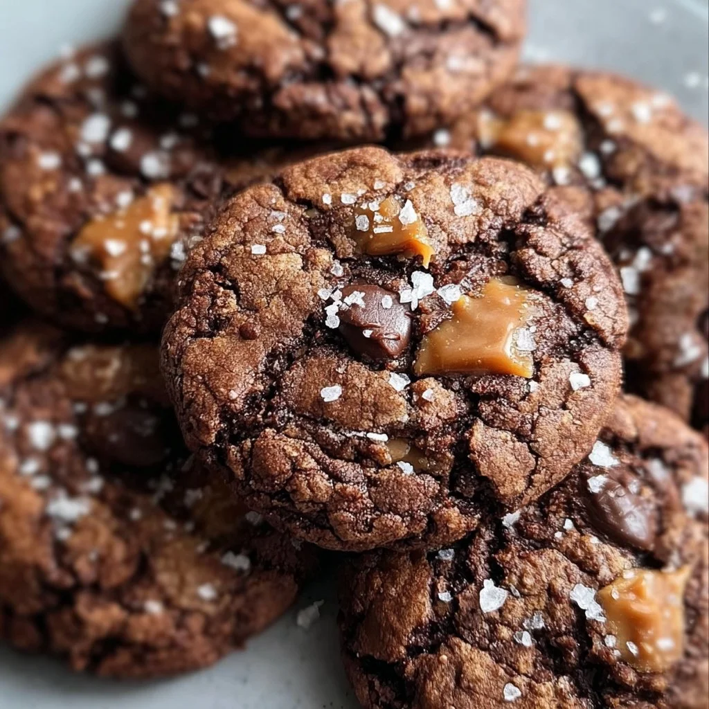 Double Chocolate Salted Caramel Cookies