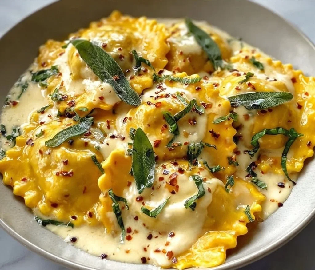 Easy Butternut Squash Ravioli with Maple Cream Sauce