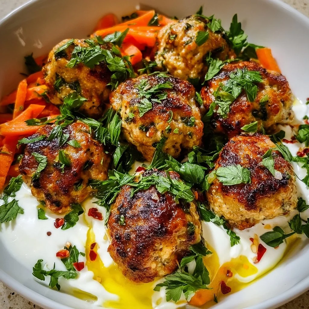 Freeform Chicken Meatballs with Carrots and Yogurt