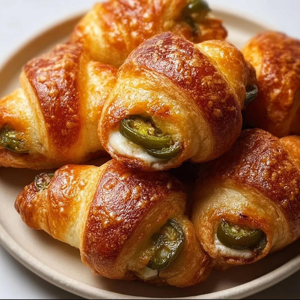 Freshly baked Jalapeño Crescent Rolls on a vibrant plate