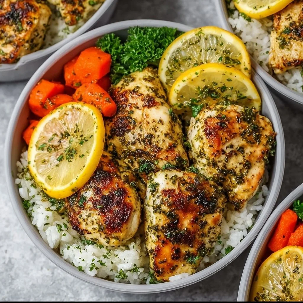 Lemon Garlic Chicken Meal Prep Bowls