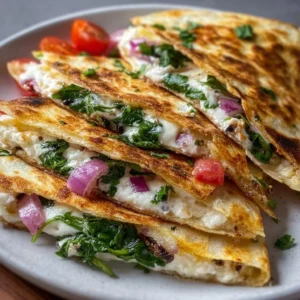 Delicious Mediterranean Quesadillas filled with fresh ingredients and herbs