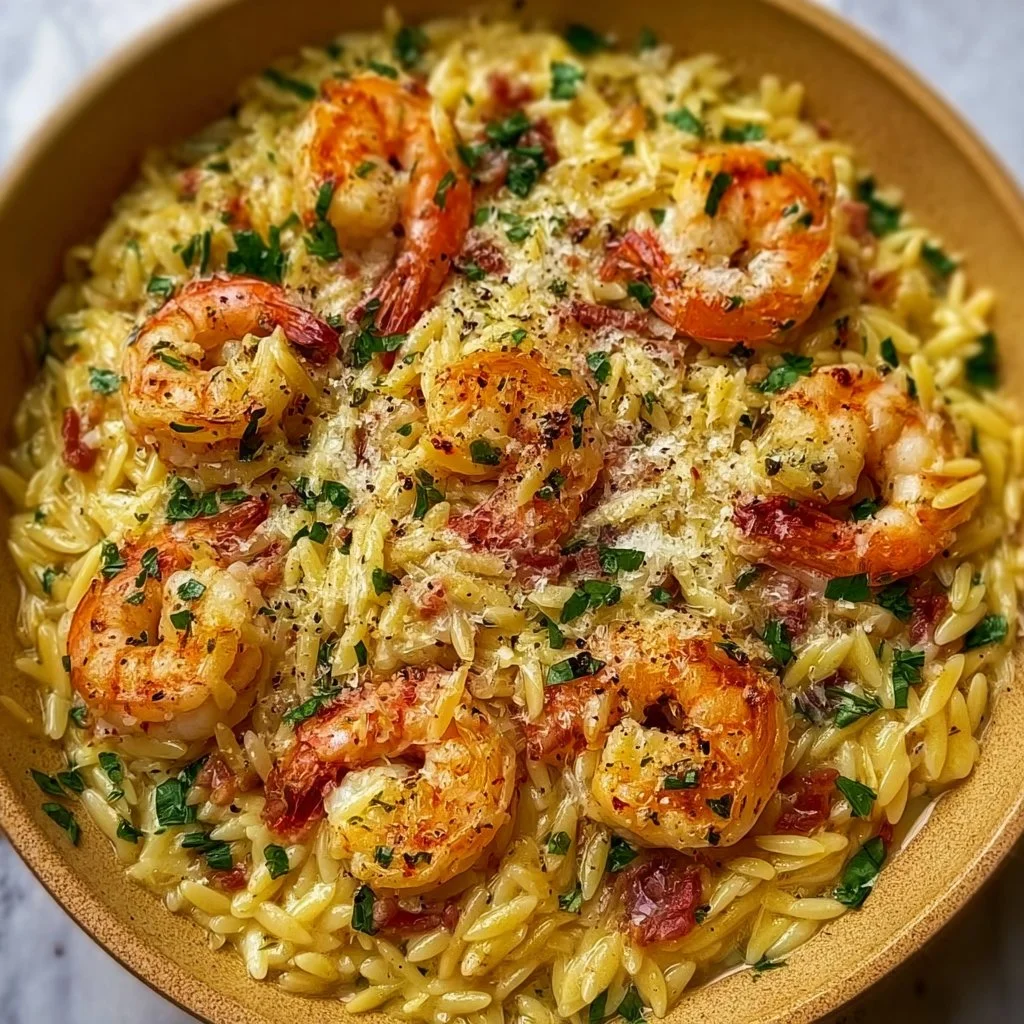 One Pan Parmesan Orzo with Shrimp