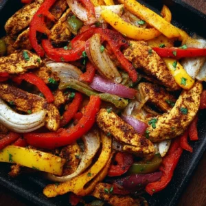 Sheet Pan Chicken Fajitas with vibrant peppers and onions ready to serve