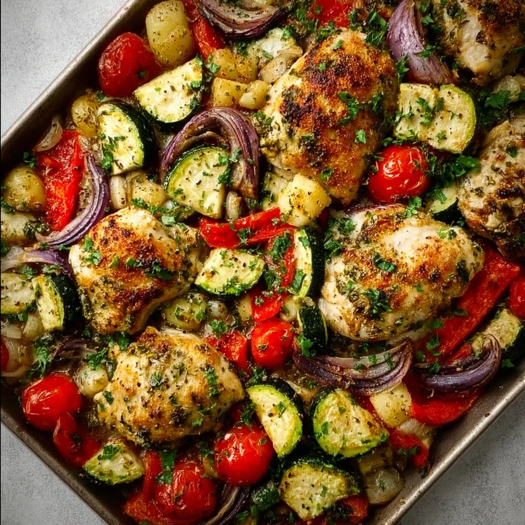 Sheet Pan Mediterranean Chicken & Zucchini