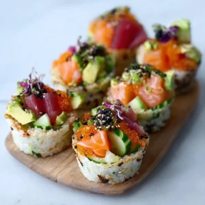 Delicious sushi cups filled with fresh ingredients for a delightful appetizer.