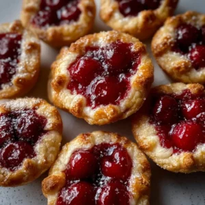 Delicious cherry pie bites on a plate, ready to be enjoyed.